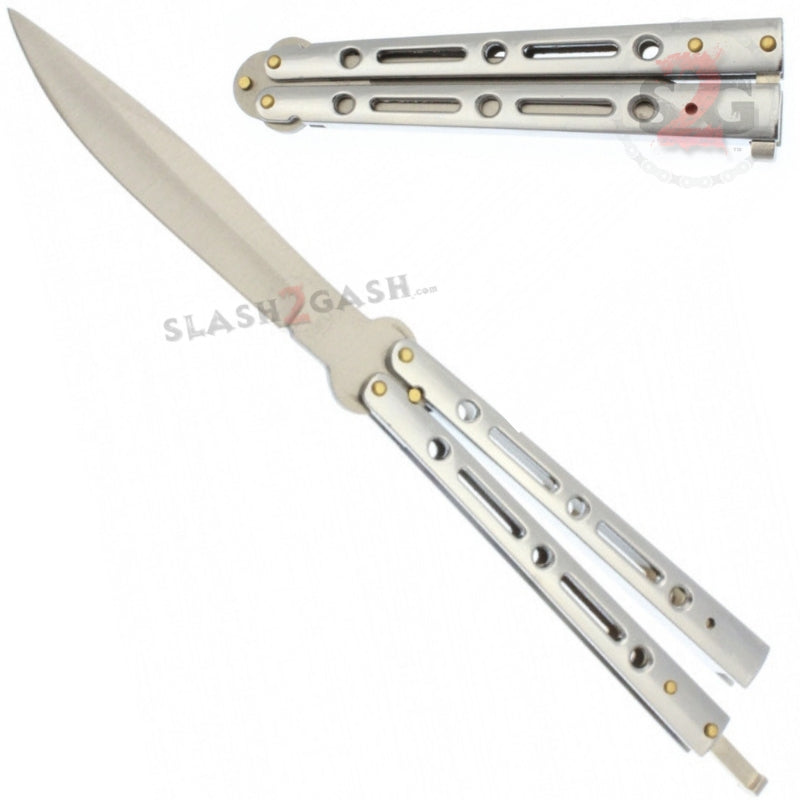 JUMBO 5 Hole Butterfly Knife Giant 10" Balisong - 6 colors Silver Knife-Balisong - Tophatter Daily Deals