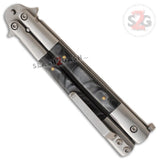 Black Marble Butterfly Knife Pearl Swirl Balisong - Plain Edge Knife-Balisong - Tophatter Daily Deals