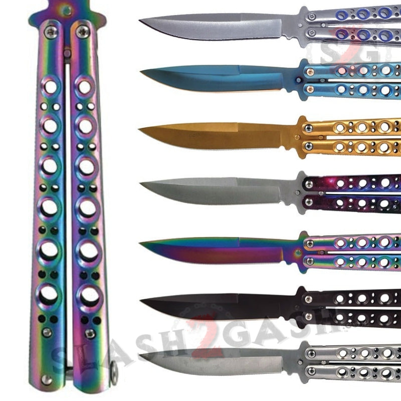Classic Butterfly Knife w/ Spring Latch Sandwich Version - 7 Colors Knife-Balisong - Tophatter Daily Deals