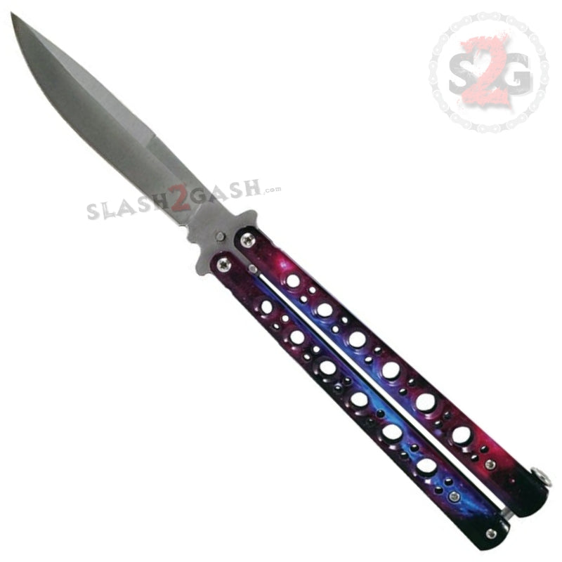 Classic Butterfly Knife w/ Spring Latch Sandwich Version - 7 Colors Galaxy Knife-Balisong - Tophatter Daily Deals