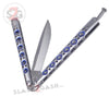 Classic Butterfly Knife w/ Spring Latch Sandwich - Silver w/ Blue Holes Knife-Balisong - Tophatter Daily Deals