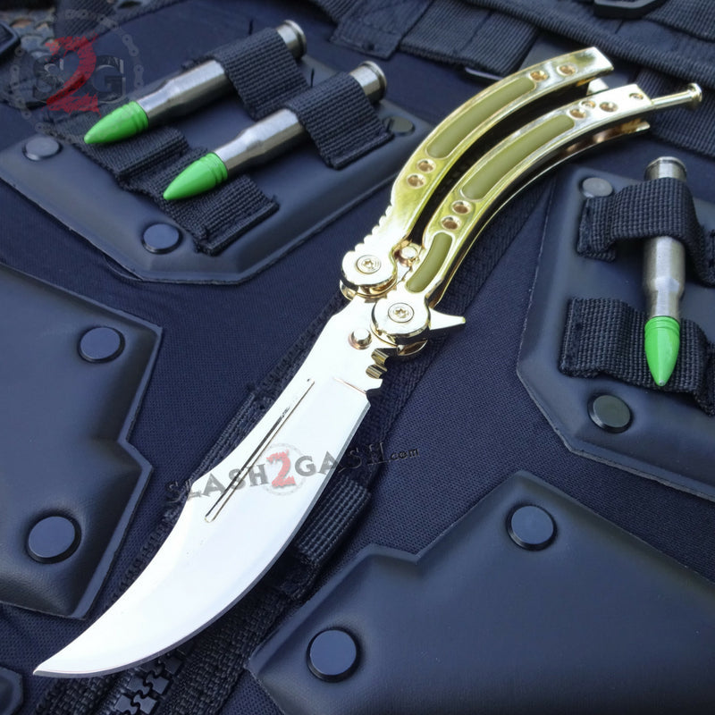 22 colors CSGO Butterfly Knife SHARP 440C Counter Strike Balisong Gold Knife-Balisong - Tophatter Daily Deals