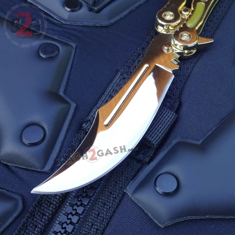 CSGO Golden Butterfly Knife SHARP 440C Counter Strike Balisong Knife-Balisong - Tophatter Daily Deals