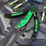 CSGO Green Gamma Doppler Emerald Butterfly Knife SHARP Balisong Knife-Balisong - Tophatter Daily Deals