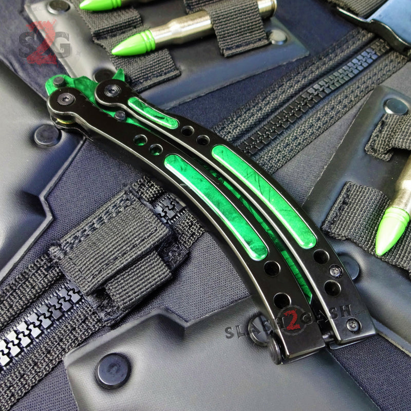 CSGO Green Gamma Doppler Emerald Butterfly Knife SHARP Balisong Knife-Balisong - Tophatter Daily Deals