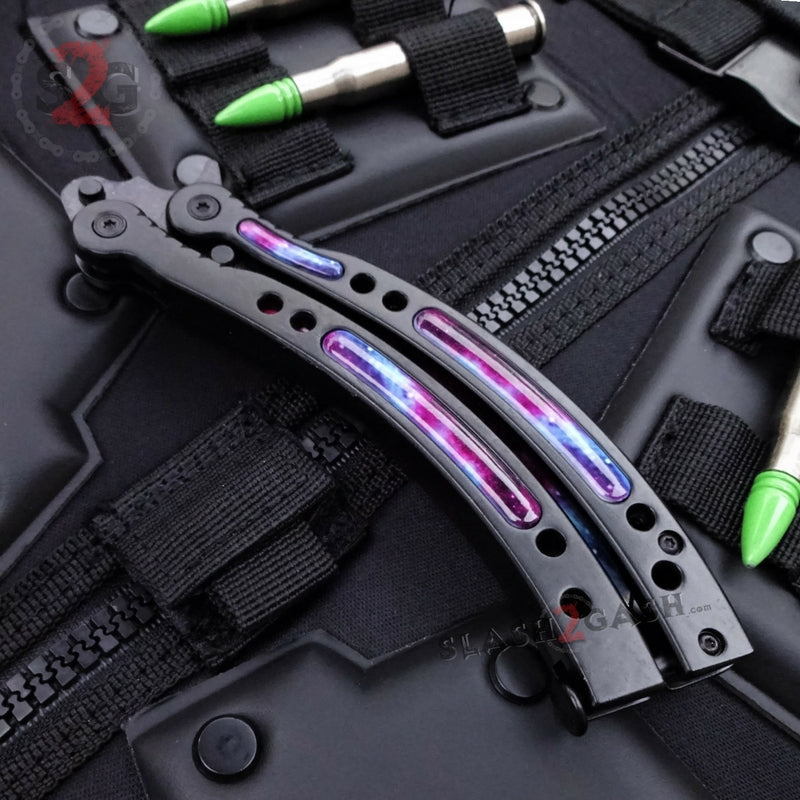 Black Galaxy 2pc Set CSGO Butterfly Knife + Elite Karambit SAVE $10 Knife-Balisong - Tophatter Daily Deals