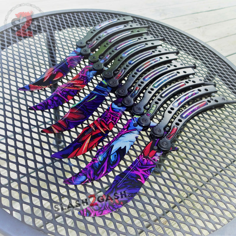 CSGO Hyper Beast Butterfly Knife TRAINER Dull PRACTICE Balisong Knife-Balisong - Tophatter Daily Deals
