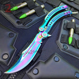CSGO Rainbow Butterfly Knife SHARP 440C Counter Strike Balisong Sharp Edge Knife-Balisong - Tophatter Daily Deals
