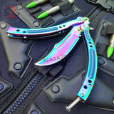 CSGO Rainbow Butterfly Knife TRAINER Dull Spring Latch PRACTICE Balisong Knife-Balisong - Tophatter Daily Deals