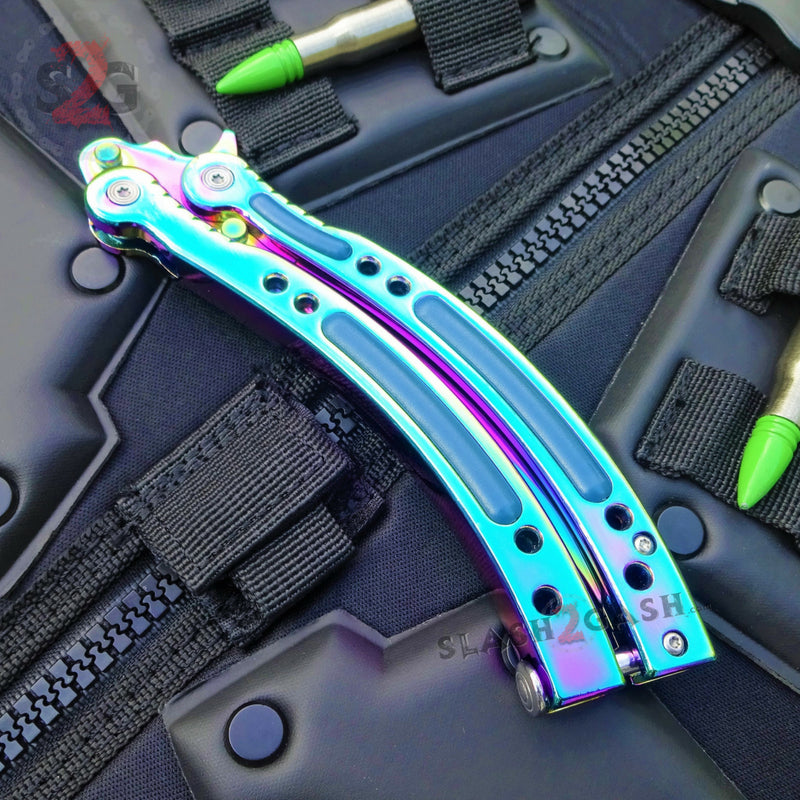 Titanium Rainbow 2pc Set CSGO Butterfly Knife + Elite Karambit SAVE $10 Knife-Balisong - Tophatter Daily Deals