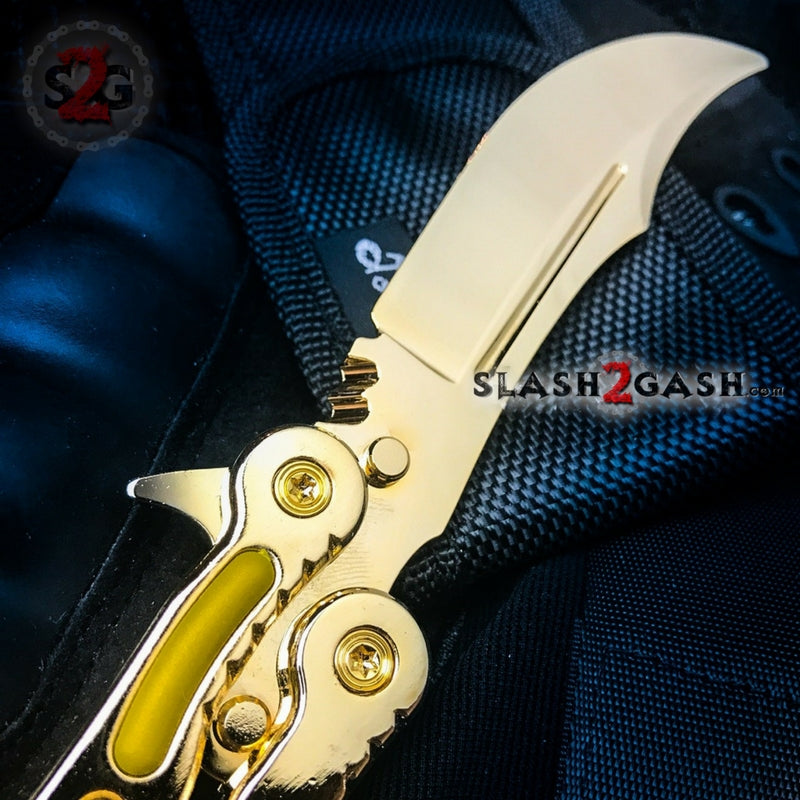 CSGO Golden Butterfly Knife SHARP 440C Counter Strike Balisong Trainer Dull - Ready to Sharpen Knife-Balisong - Tophatter Daily Deals