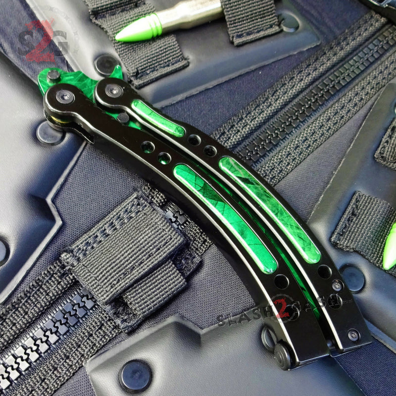 CSGO Green Gamma Doppler Emerald Butterfly Knife TRAINER Balisong Knife-Balisong - Tophatter Daily Deals