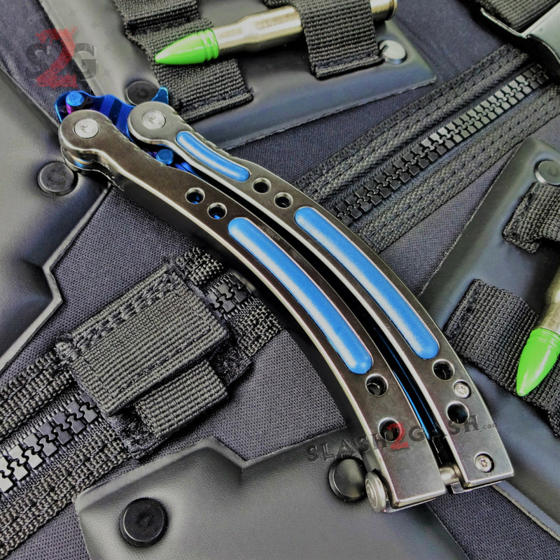CSGO Blue Slaughter Butterfly Knife TRAINER Dull PRACTICE Balisong GY Knife-Balisong - Tophatter Daily Deals