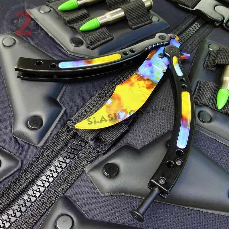 22 colors CSGO Butterfly Knife TRAINER Dull Spring Latch PRACTICE Balisong Knife-Balisong - Tophatter Daily Deals