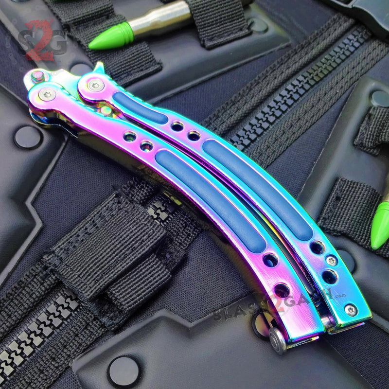 CSGO Rainbow Butterfly Knife TRAINER Dull Spring Latch PRACTICE Balisong Knife-Balisong - Tophatter Daily Deals