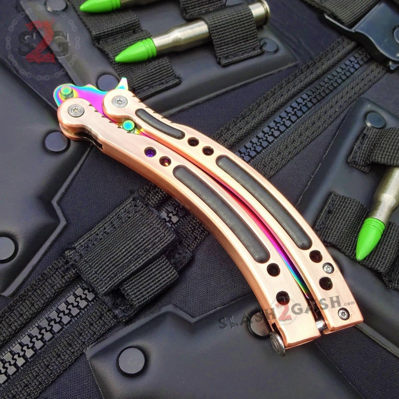 CSGO Rainbow Butterfly Knife SHARP 440C Counter Strike Balisong - Bronze Knife-Balisong - Tophatter Daily Deals
