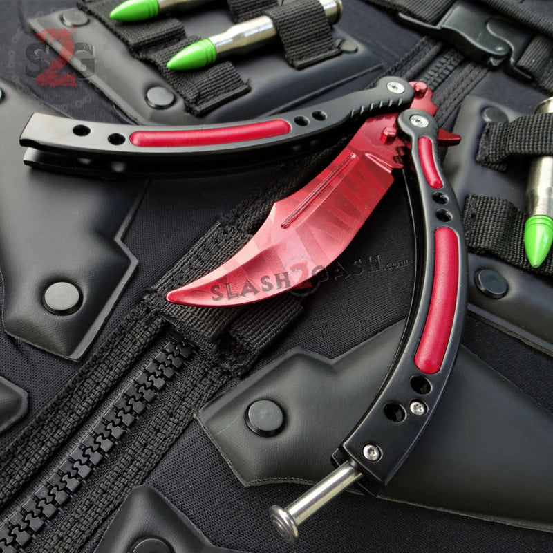 Blood & Slaughter 2pc Set CSGO Butterfly Knife + Elite Karambit SAVE $10 2pc Set - with TRAINER balisong Knife-Balisong - Tophatter Daily Deals