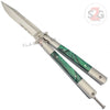 Marble Butterfly Knife Pearl Swirl Serrated Balisong - Green Knife-Balisong - Tophatter Daily Deals