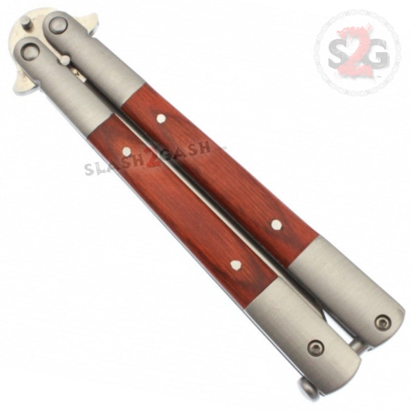 Butterfly Flip Knife w/ Inserts Serrated Balisong - Rosewood Knife-Balisong - Tophatter Daily Deals
