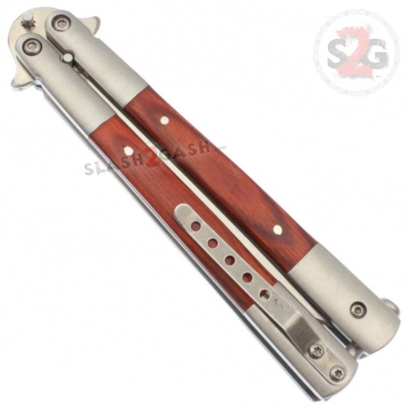 Butterfly Flip Knife w/ Inserts Serrated Balisong - Rosewood Knife-Balisong - Tophatter Daily Deals