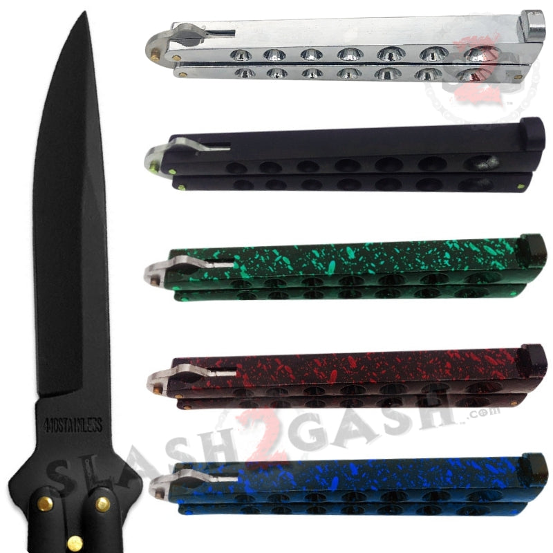 Heavy Duty Classic Butterfly Knife Thick 7 Hole Balisong - Asst. colors Knife-Balisong - Tophatter Daily Deals