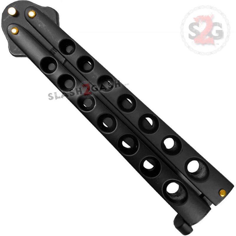 Heavy Duty Classic Butterfly Knife Thick 7 Hole Balisong - Black Knife-Balisong - Tophatter Daily Deals