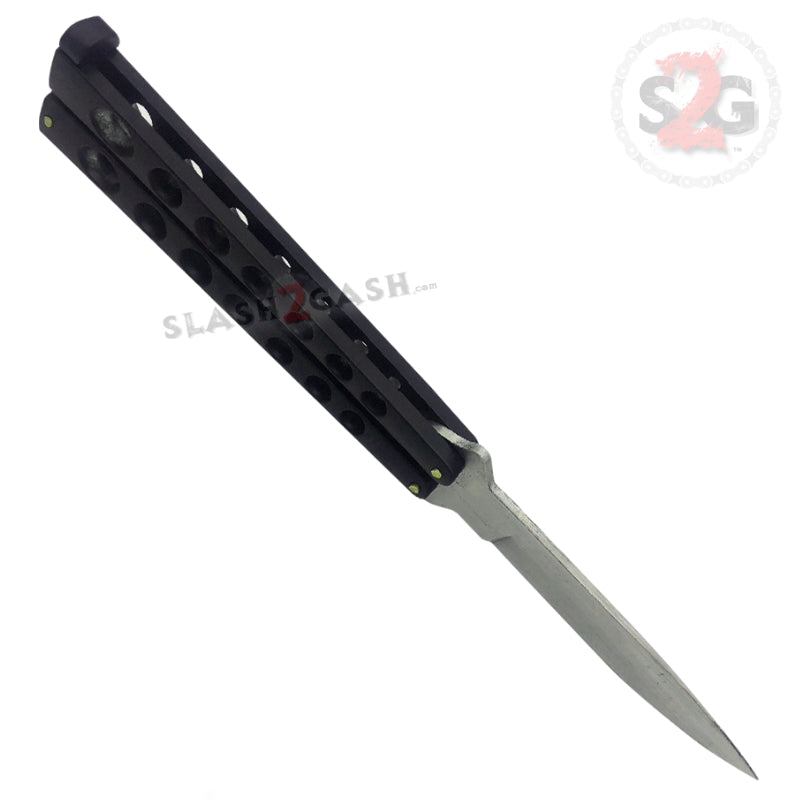 Heavy Duty Classic Butterfly Knife Thick 7 Hole Balisong - All Black Knife-Balisong - Tophatter Daily Deals