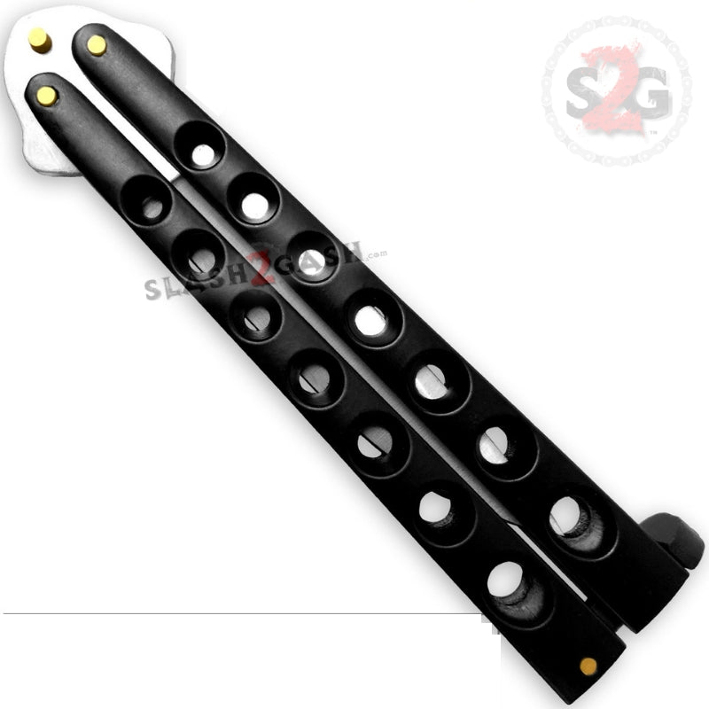 Heavy Duty Classic Butterfly Knife Thick 7 Hole Balisong - All Black Knife-Balisong - Tophatter Daily Deals