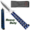 Heavy Duty Classic Butterfly Knife Thick 7 Hole Balisong - Blue Blue Splatter Knife-Balisong - Tophatter Daily Deals