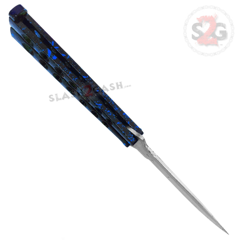 Heavy Duty Classic Butterfly Knife Thick 7 Hole Balisong - Blue Knife-Balisong - Tophatter Daily Deals