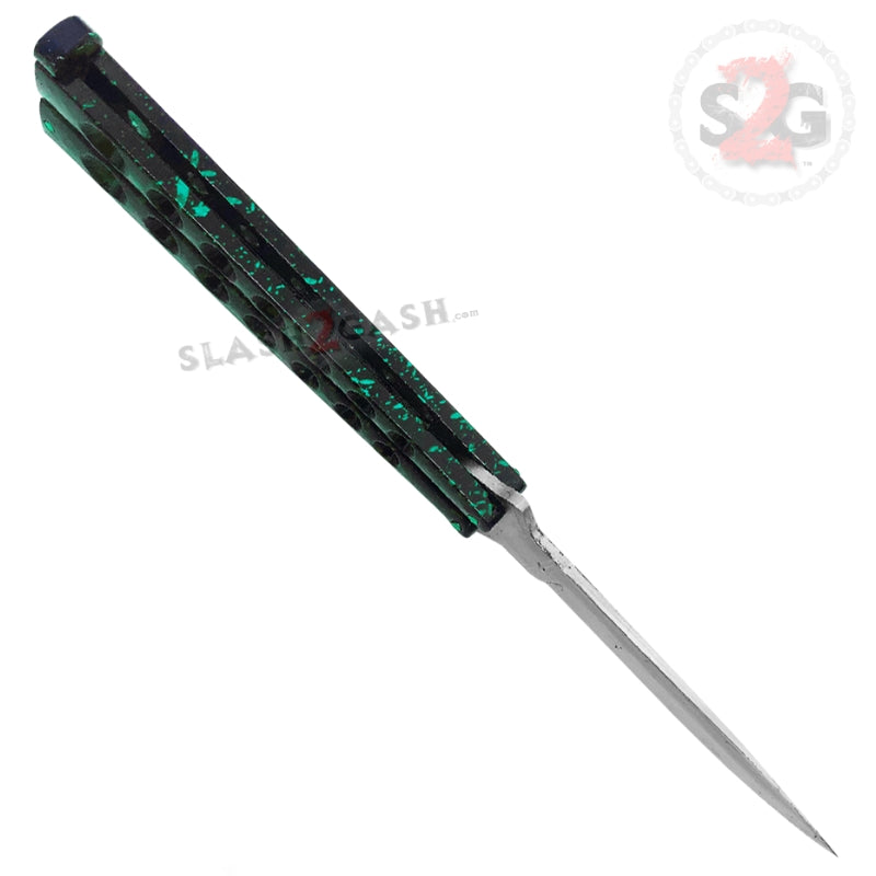 Heavy Duty Classic Butterfly Knife Thick 7 Hole Balisong - Green Knife-Balisong - Tophatter Daily Deals