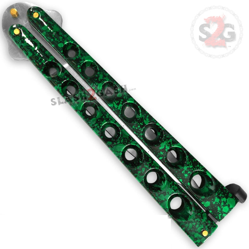 Heavy Duty Classic Butterfly Knife Thick 7 Hole Balisong - Green Knife-Balisong - Tophatter Daily Deals
