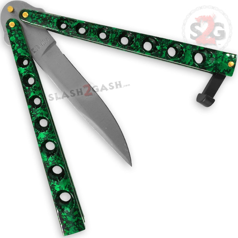 Heavy Duty Classic Butterfly Knife Thick 7 Hole Balisong - Green Knife-Balisong - Tophatter Daily Deals