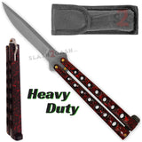 Heavy Duty Classic Butterfly Knife Thick 7 Hole Balisong - Asst. colors Red Splatter Knife-Balisong - Tophatter Daily Deals