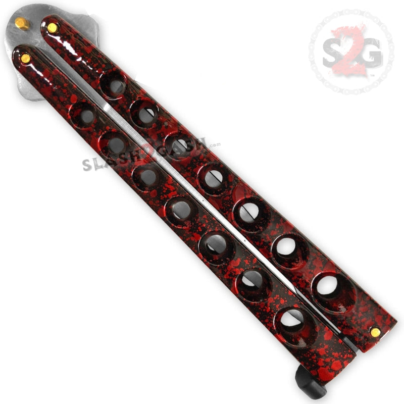 Heavy Duty Classic Butterfly Knife Thick 7 Hole Balisong - Red Knife-Balisong - Tophatter Daily Deals