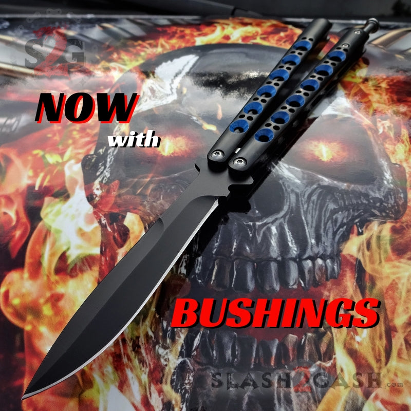 TheONE Butterfly Knife w/ BUSHINGS 440C Channel Balisong - Black 42 Knife-Balisong - Tophatter Daily Deals