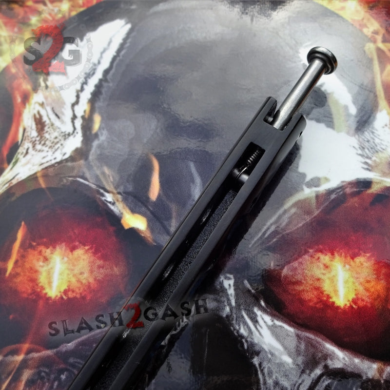 TheONE Butterfly Knife w/ BUSHINGS 440C Channel Balisong - Black 42 Knife-Balisong - Tophatter Daily Deals