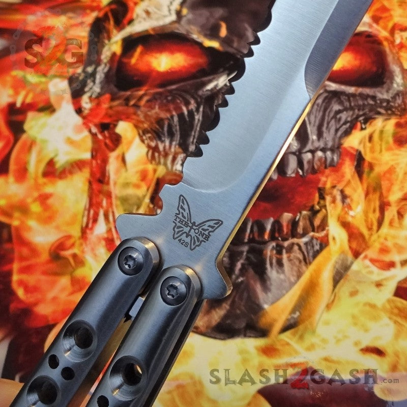 TheONE Butterfly Knife w/ BUSHINGS 440C Channel Balisong - 42 Serrated Knife-Balisong - Tophatter Daily Deals