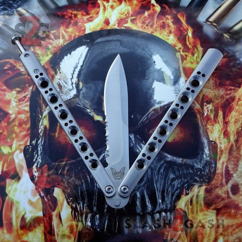 TheONE Butterfly Knife w/ BUSHINGS 440C Channel Balisong - 42 Serrated Knife-Balisong - Tophatter Daily Deals