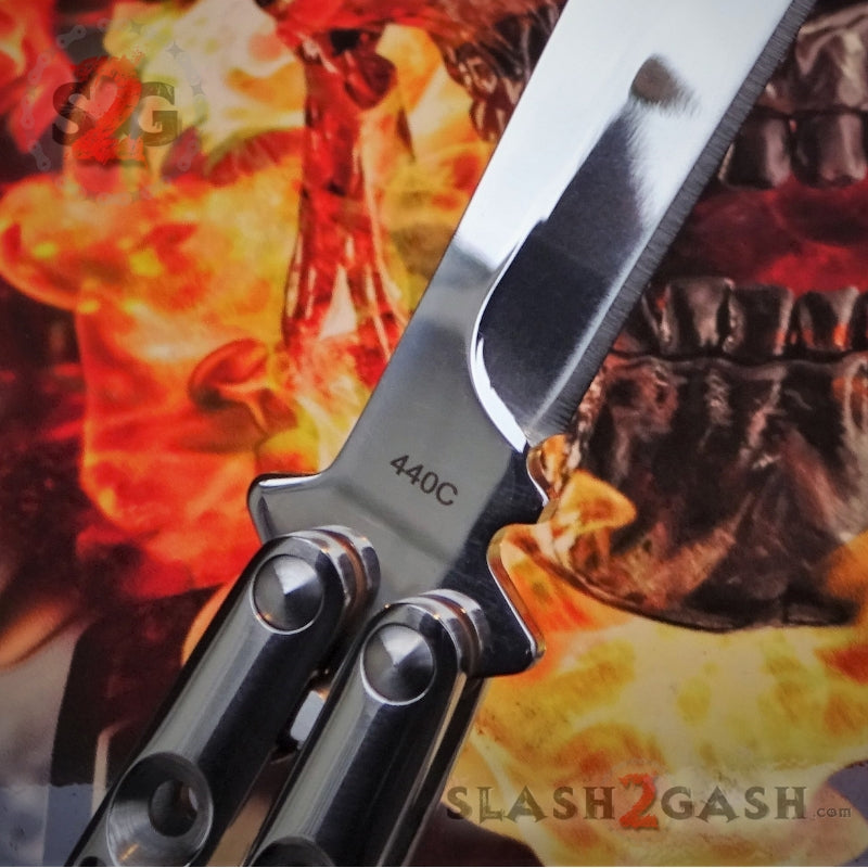 TheONE Butterfly Knife 440C Channel Balisong w/ Spring Latch - 5 Blades Knife-Balisong - Tophatter Daily Deals