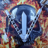 TheONE Butterfly Knife 440C Channel Balisong - Chrome 47 Mirror Knife-Balisong - Tophatter Daily Deals