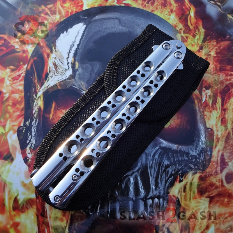 TheONE Butterfly Knife 440C Channel Balisong - Chrome 47 Mirror Knife-Balisong - Tophatter Daily Deals