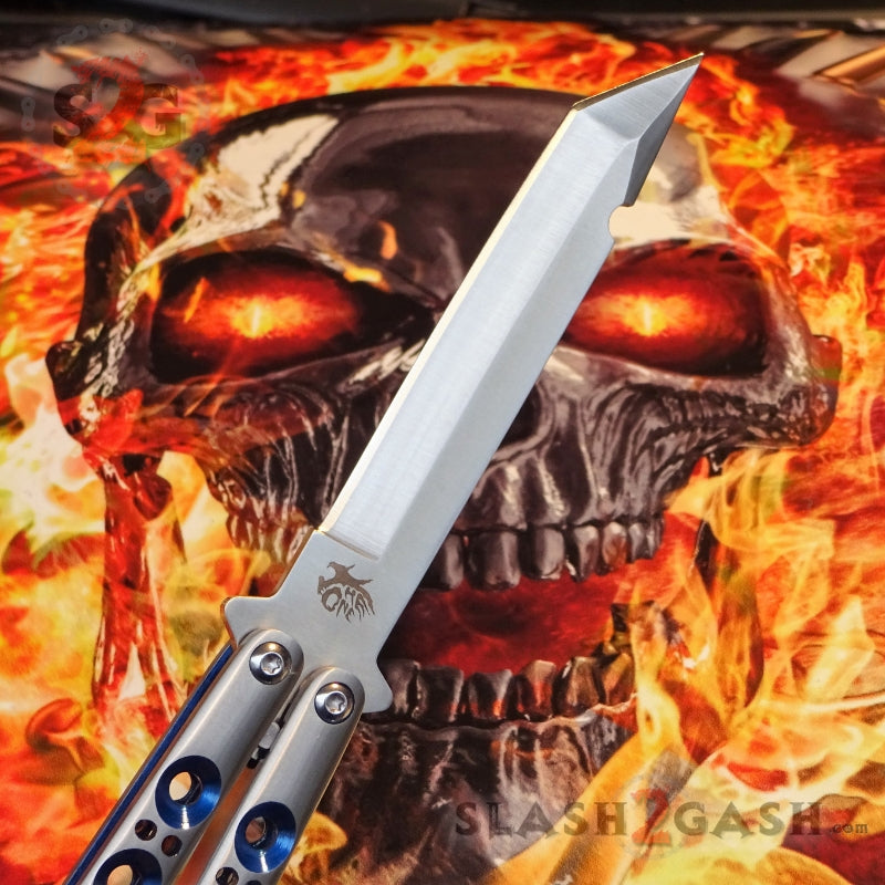 TheONE Butterfly Knife 440C Channel Balisong - Tanto Blue Holes Knife-Balisong - Tophatter Daily Deals