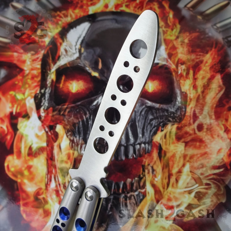 TheONE Practice Butterfly Knife Channel Balisong - Trainer Blue Holes WITHOUT bushings Knife-Balisong - Tophatter Daily Deals