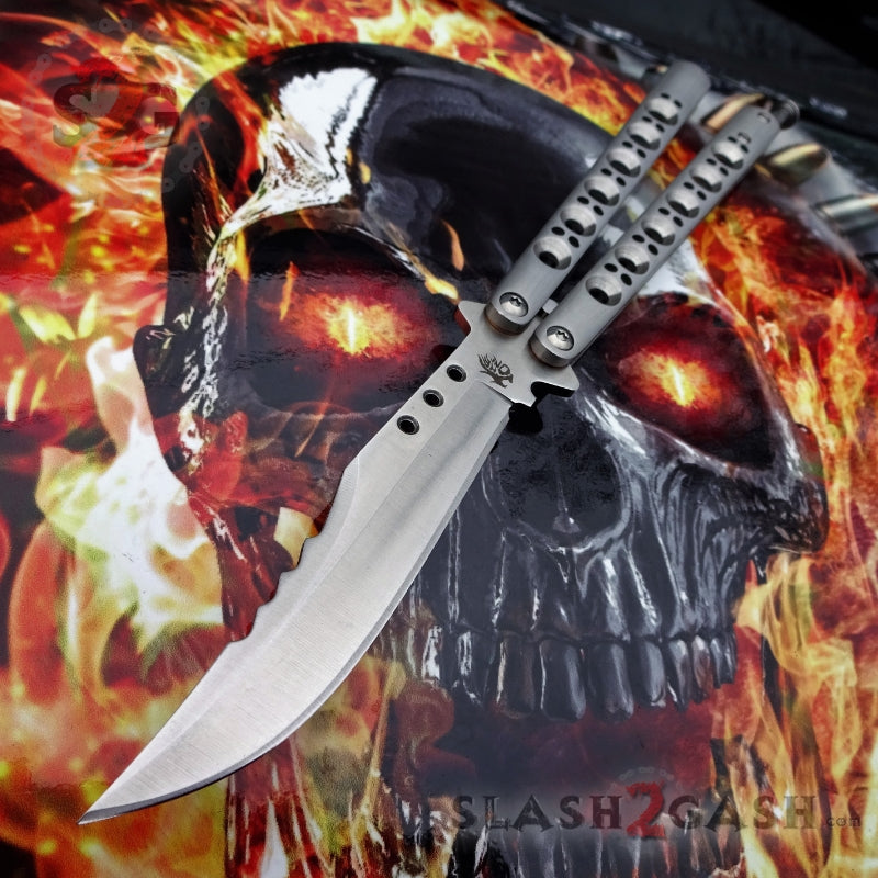 TheONE Butterfly Knife w/ BUSHINGS 440C Channel Balisong - 43 Tyrannosaur Knife-Balisong - Tophatter Daily Deals