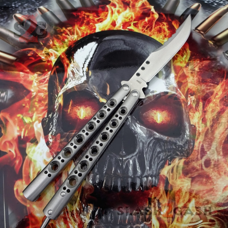 TheONE Butterfly Knife w/ BUSHINGS 440C Channel Balisong - 43 Tyrannosaur Knife-Balisong - Tophatter Daily Deals