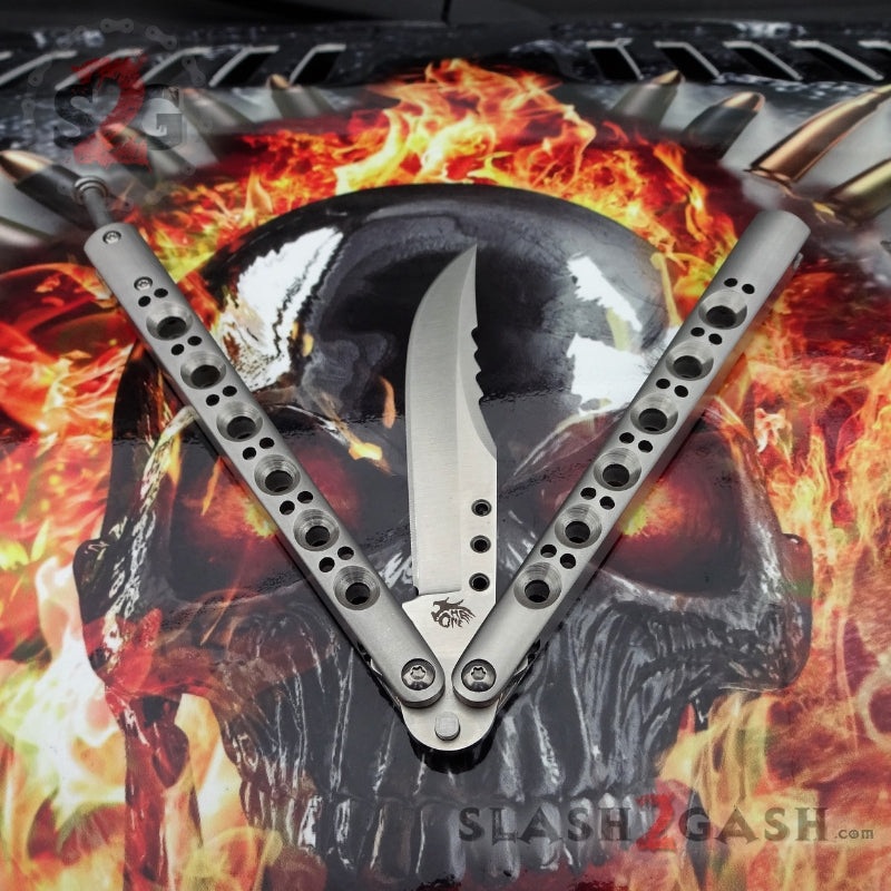 TheONE Butterfly Knife w/ BUSHINGS 440C Channel Balisong - 43 Tyrannosaur Knife-Balisong - Tophatter Daily Deals