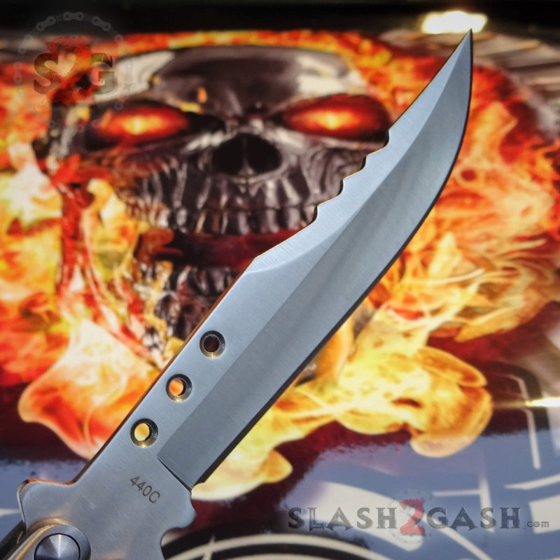 TheONE Butterfly Knife w/ BUSHINGS 440C Channel Balisong - 43 Tyrannosaur Knife-Balisong - Tophatter Daily Deals