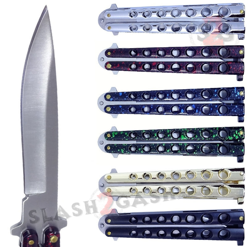 Classic 7 Hole Butterfly Knife 440c Premium Steel Balisong - Chrome Knife-Balisong - Tophatter Daily Deals