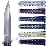 Classic 7 Hole Butterfly Knife 440c Premium Steel Balisong - Chrome Knife-Balisong - Tophatter Daily Deals